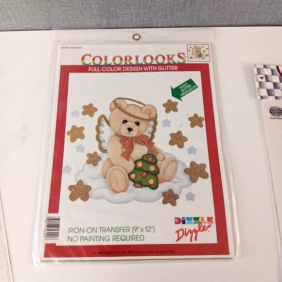 Colorlooks Iron On Transfer Christmas 90s Craft Glitter Teddy Angel Bear Tree - Picture 2 of 2